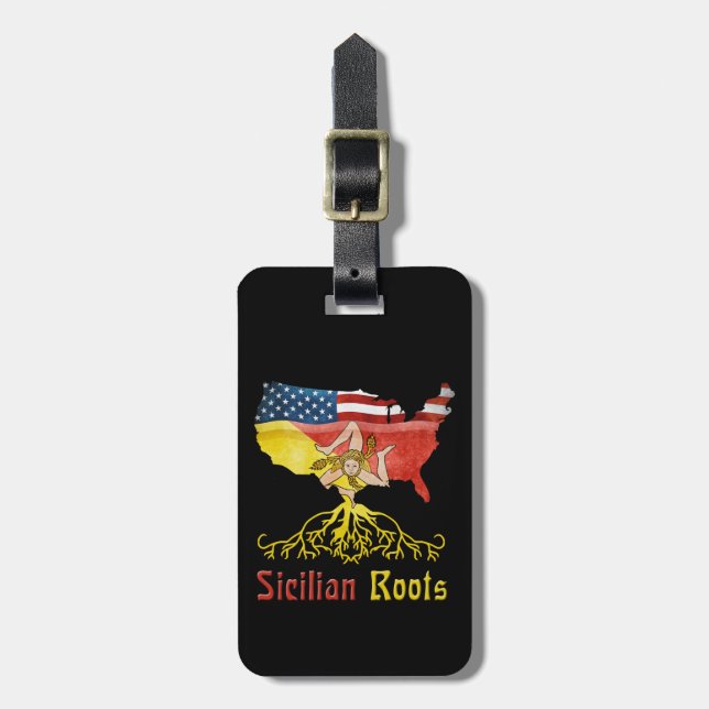 American Sicilian Roots Luggage Tag Template (Front Vertical)