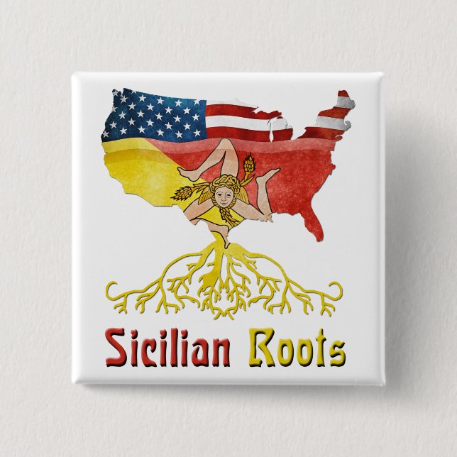 American Sicilian Roots Pin Badge (Front)