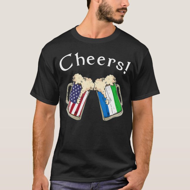 American Sierra Leonean Patriot US Flag Beer Leone T-Shirt (Front)
