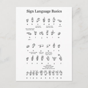 American Sign Language Alphabet and Numbers Postcard