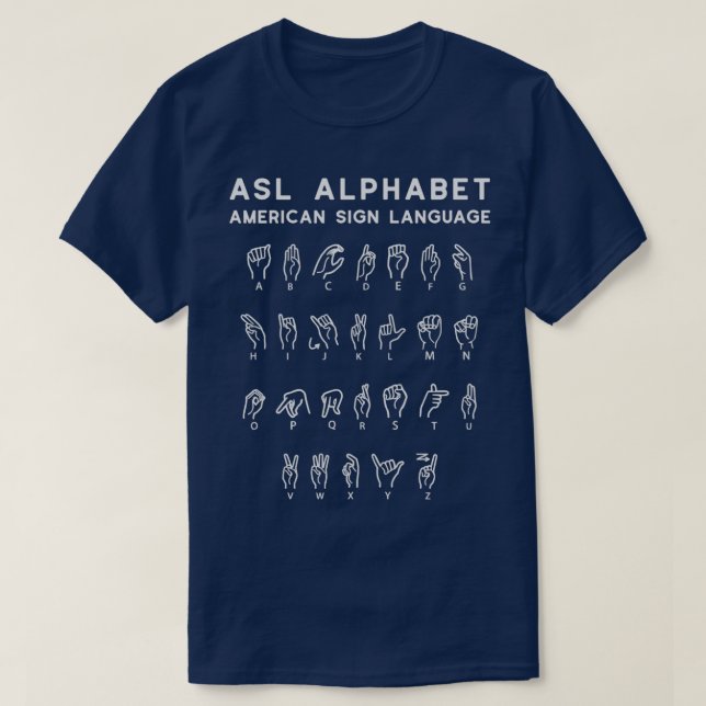 American Sign Language Alphabet chart dark T-Shirt (Design Front)