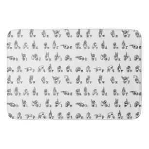 American Sign Language Alphabet in Black and White Bath Mat