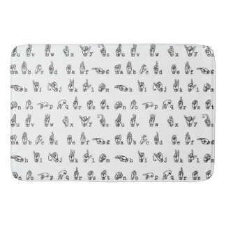 American Sign Language Alphabet in Black and White Bath Mat