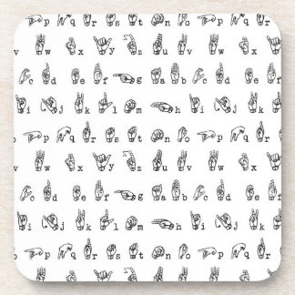 American Sign Language Alphabet in Black and White Coaster