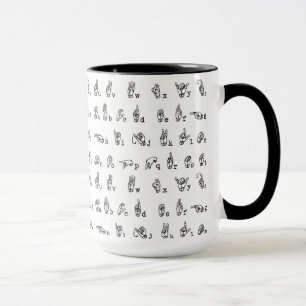 American Sign Language Alphabet in Black and White Mug