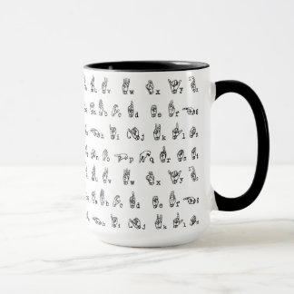 American Sign Language Alphabet in Black and White Mug