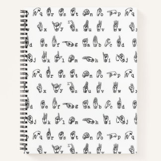 American Sign Language Alphabet in Black and White Notebook