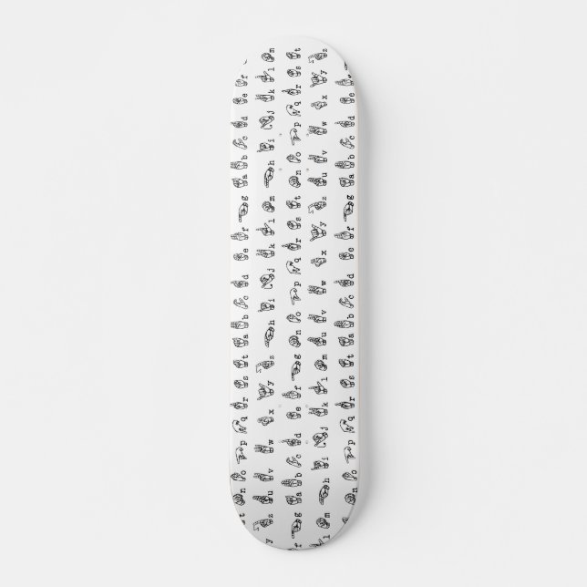 American Sign Language Alphabet in Black and White Skateboard (Front)