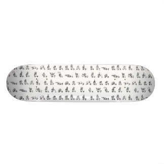 American Sign Language Alphabet in Black and White Skateboard