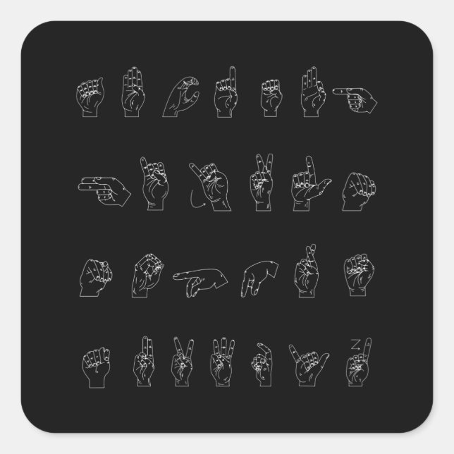 American Sign Language ASL Alphabet Gift Square Sticker (Front)
