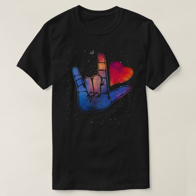 American Sign Language ASL I love you in sign lang T-Shirt (Design Front)
