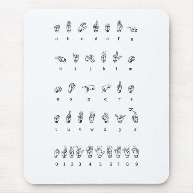 American Sign Language (ASL) Mouse Mat (Front)