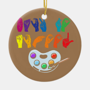 American Sign Language Back To School ASL Ceramic Tree Decoration