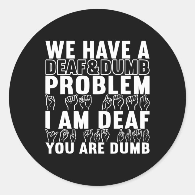 American Sign Language Deaf Awareness 20 Classic Round Sticker (Front)