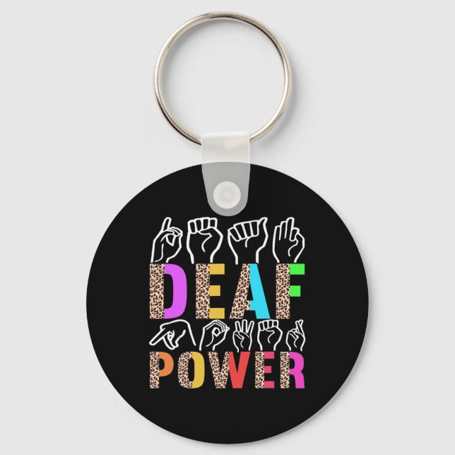 American Sign Language Deaf Awareness 3  Key Ring (Front)