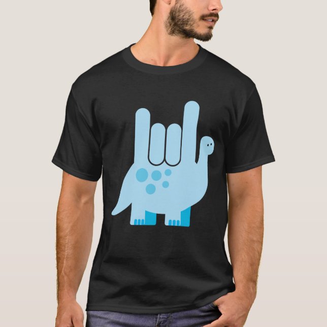 American Sign Language Dinosaur - I Love You T-Shirt (Front)