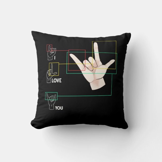American Sign Language Hand Sign ASL I Love You Cushion (Front)