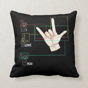 American Sign Language Hand Sign ASL I Love You Cushion