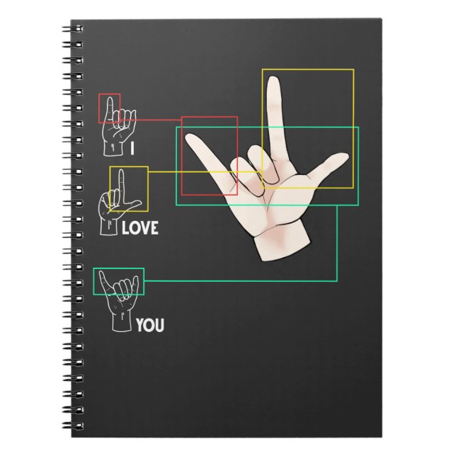 American Sign Language Hand Sign ASL I Love You Notebook (Front)