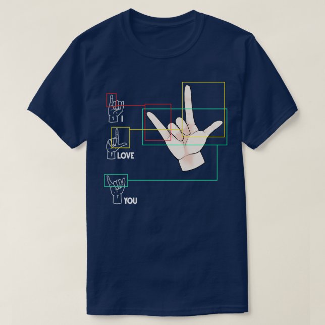 American Sign Language Hand Sign ASL I Love You T-Shirt (Design Front)