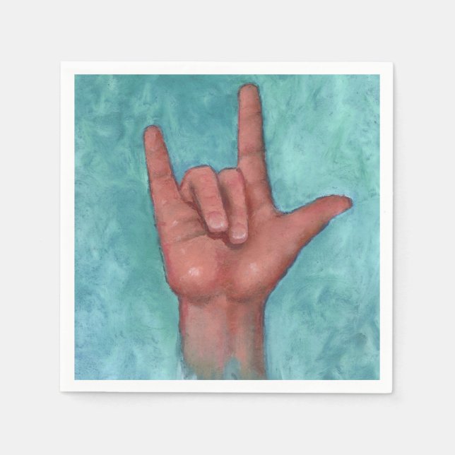 American Sign Language: I Love You: Art Napkin (Front)
