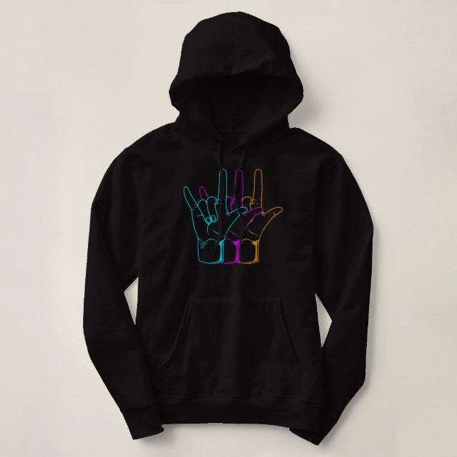 American Sign Language I Love You ASL Hoodie (Design Front)