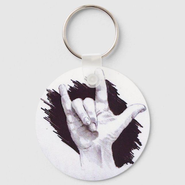 AMERICAN SIGN LANGUAGE I LOVE YOU KEY RING (Front)