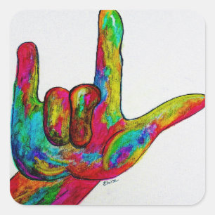 American Sign Language I LOVE YOU Square Sticker
