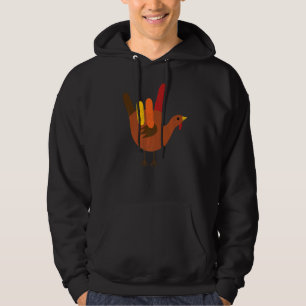 American Sign Language I Love You Thanksgiving Tur Hoodie