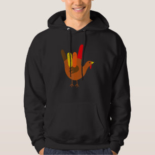 American Sign Language I Love You Thanksgiving Tur Hoodie