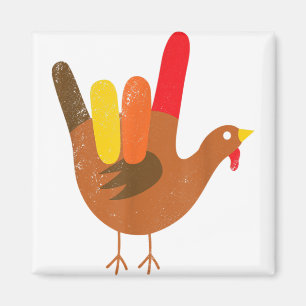American Sign Language I Love You Thanksgiving Tur Magnet