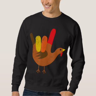 American Sign Language I Love You Thanksgiving Tur Sweatshirt