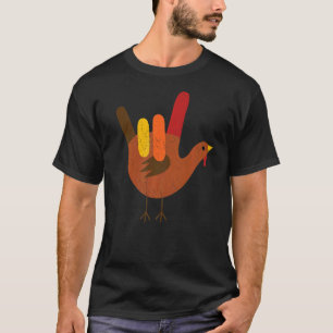 American Sign Language I Love You Thanksgiving Tur T-Shirt