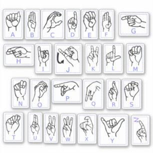 American Sign Language Learn ASL Alphabet Stickers
