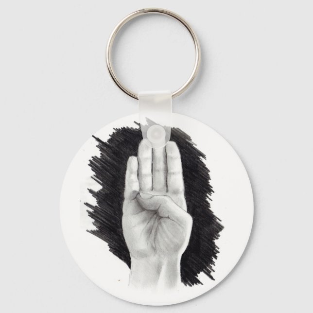 AMERICAN SIGN LANGUAGE LETTER "B" KEY RING (Front)