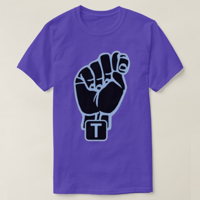American sign language Letter T blue men and boys T-Shirt (Design Front)