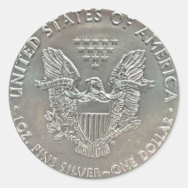 American Silver Dollar Classic Round Sticker (Front)