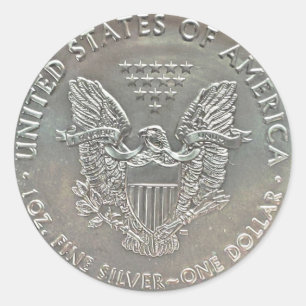 American Silver Dollar Classic Round Sticker