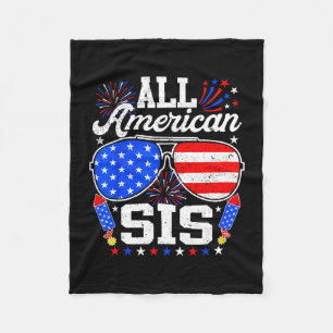 American sis 4th of july sunglasses family fleece blanket