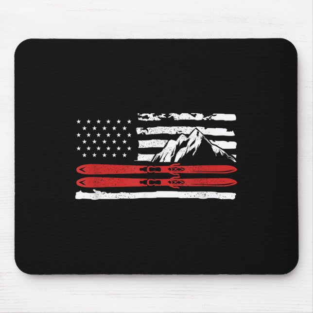 American Skiing Gift For A Skier  Mouse Mat (Front)