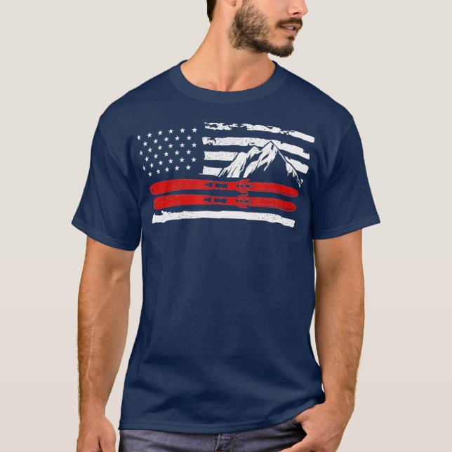American Skiing Gift For A Skier T-Shirt (Front)