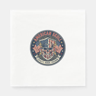 American Skull Patriotic Patriotic Skull Tough Gra Napkin