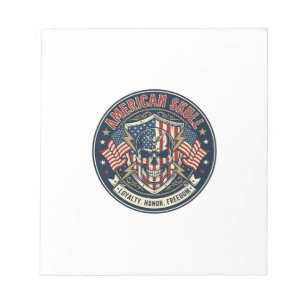 American Skull Patriotic Patriotic Skull Tough Gra Notepad