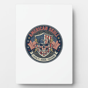 American Skull Patriotic Patriotic Skull Tough Gra Plaque