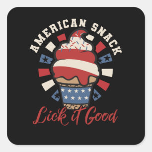 American Snack Ice Cream - Funny 4th of July - USA Square Sticker