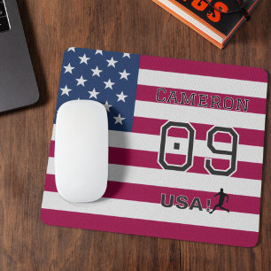 American Soccer Athlete Personalised Stars Stripes Mouse Mat