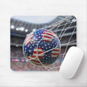 American Soccer Ball in the Net Mouse Mat