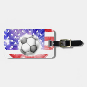 American soccer heart flag luggage tag