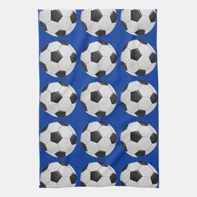 American Soccer or Association Football Ball Tea Towel (Vertical)