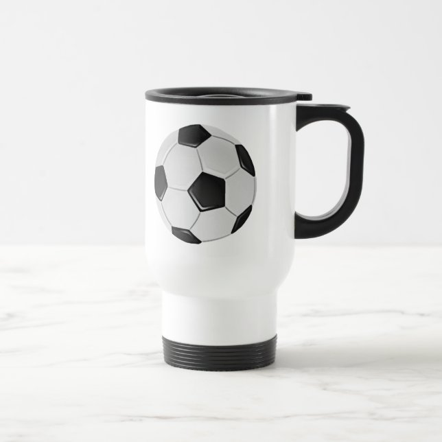 American Soccer or Association Football Ball Travel Mug (Right)